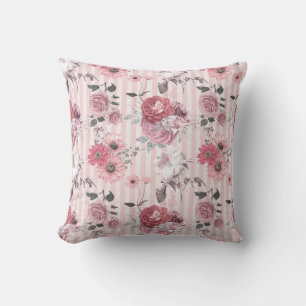 Coussin Motif vintage rose rayé