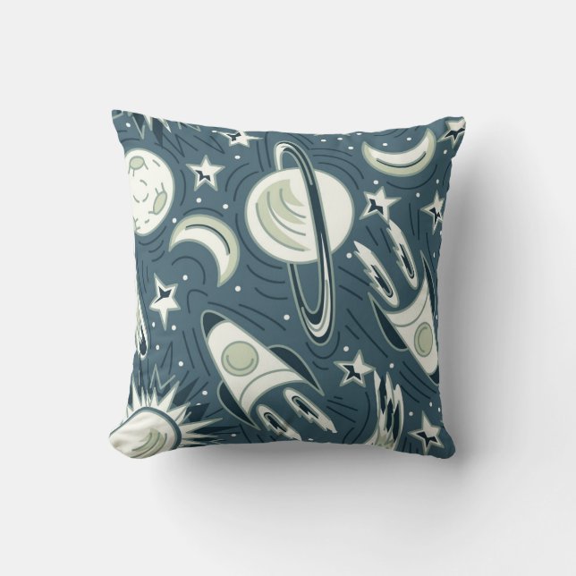 Coussin Motif vintage sans soudure à main. Planètes (Recto)