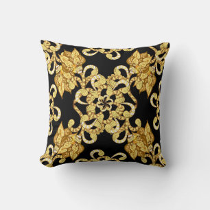 Coussin motif vintage sur arrière - plan noir avec or el