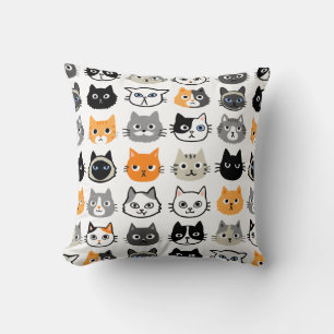 Coussin Motif Visages de chat   Cool Kitty Cat Lover
