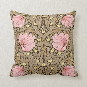 Coussin Motif W Morris Pimpernel en rose et sépia