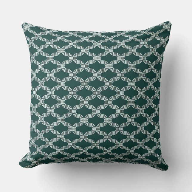 Coussin Motif Wave géométrique élégant Vert blanc (Recto)