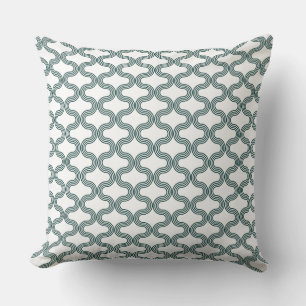 Coussin Motif Wave géométrique élégant Vert blanc