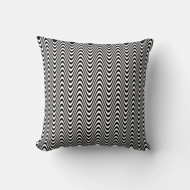 Coussin Motif Wavy Lines Whimsical Black & White (Recto)