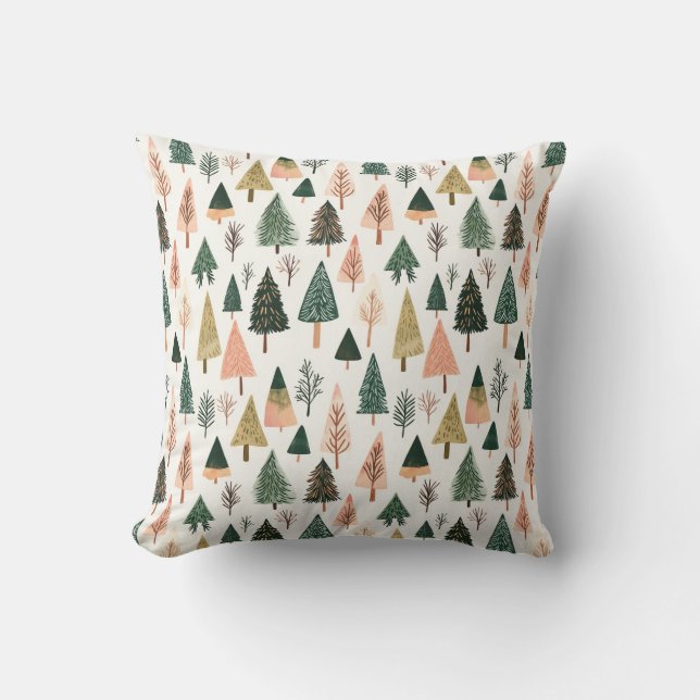Coussin Motif Whimsical Botanical Holiday Tree (Recto)
