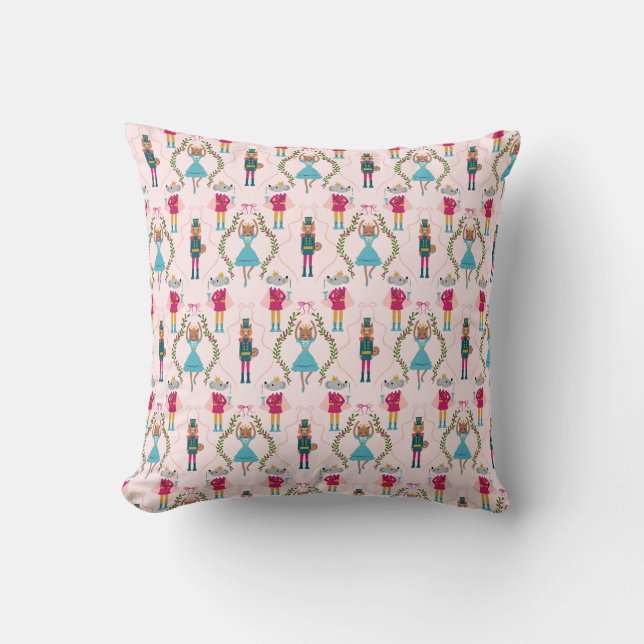 Coussin Motif Whimsical de ballet Nutcracker rose (Recto)