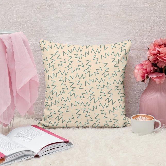 Coussin Motif Zag Bleu Beige (Créateur téléchargé)