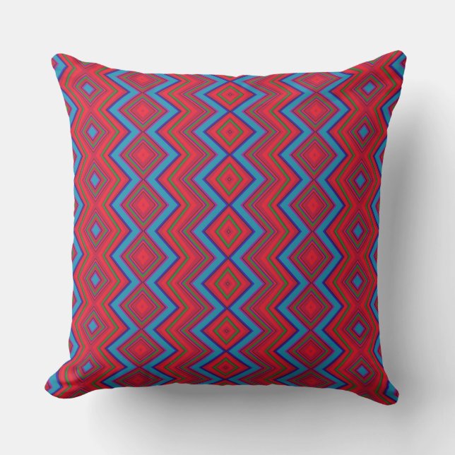 Coussin Motif zig-zag simple en couleur rouge (Recto)