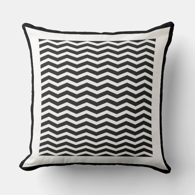 Coussin Motif Zigzag noir et blanc (Recto)
