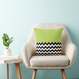 Coussin Motif Zigzag noir et blanc, Chevron, Vert
