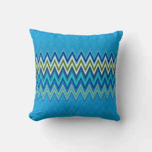 Coussin Motif Zigzag orange et bleu - 2 côtés 2 couleurs