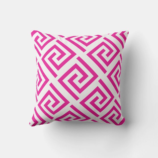 Coussin Motifs à clé grecque Rose Orange Rose Chaud Abstra (Verso)