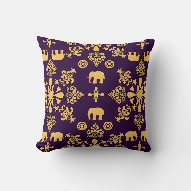 Coussin Motifs Boho africain Paisley Floral Ikat (Recto)