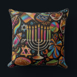 Coussin Motifs colorés Hanoukka Menorah<br><div class="desc">Motifs colorés Hanoukka Menorah</div>