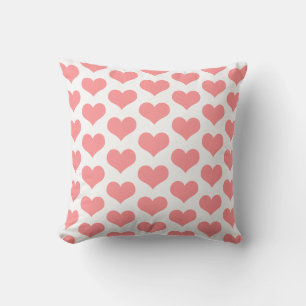 Coussin Motifs de cœur mignons Rose saumon Corail Mariage