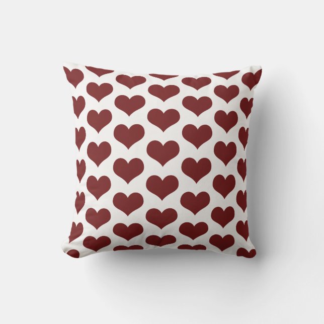 Coussin Motifs de cœur mignons Saint-Valentin Bourgogne Ro (Recto)