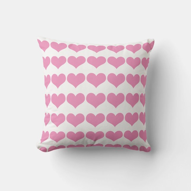 Coussin Motifs de cœur mignons Saint-Valentin rose blanc f (Recto)