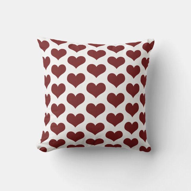 Coussin Motifs de coeur mignons Valentine's Burgundy Rouge (Recto)