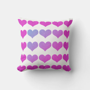 Coussin Motifs de coeur rose violet Parties scintillant Om
