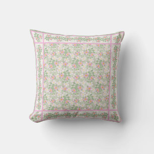 Coussin Motifs de Dogroses roses sur Taupe : Cuisine ou Co