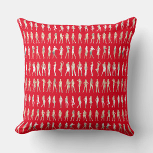 Coussin Motifs de filles en silhouette de mode mignonne