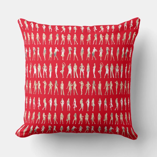 Coussin Motifs de filles en silhouette de mode mignonne (Recto)