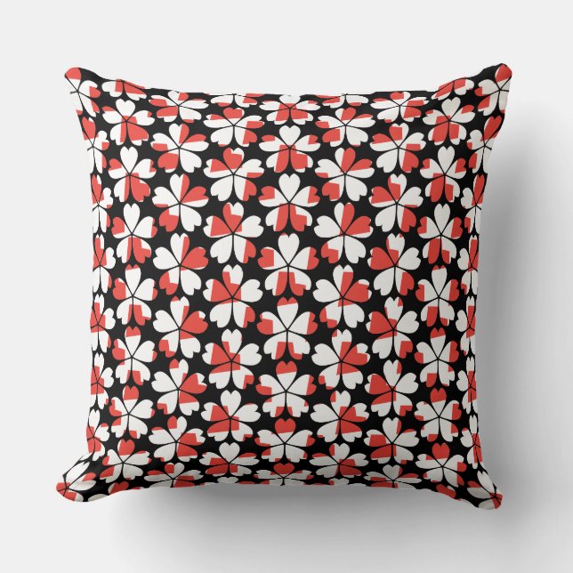 Coussin Motifs de fleurs blanches rouges mignons (Recto)