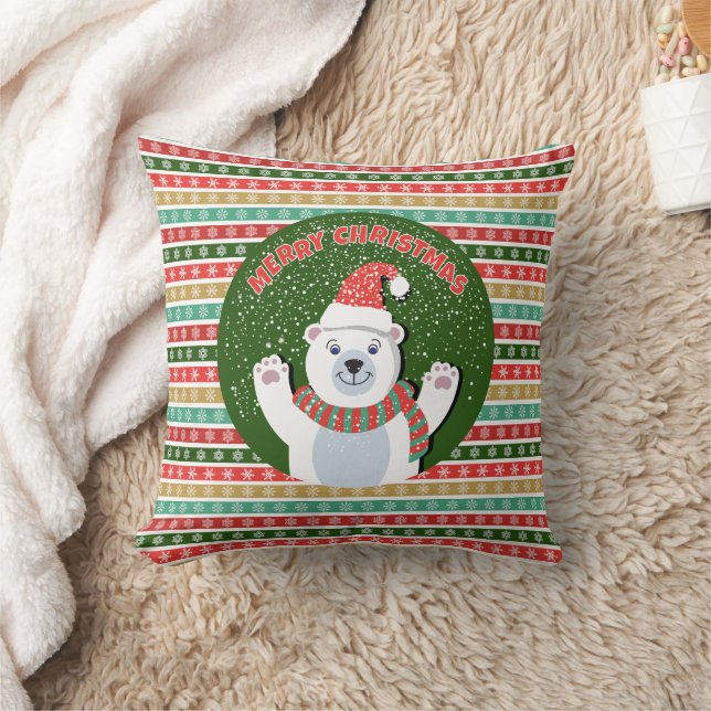 Coussin Motifs de Noël avec ours en peluche (Couverture)