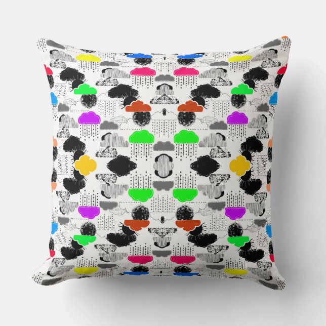 Coussin Motifs de nuages colorés mignons (Recto)