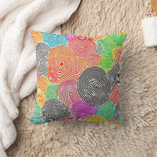 Coussin Motifs d'empreintes digitales colorés Art abstrait