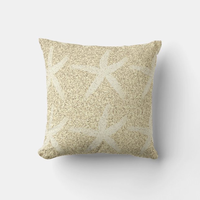 Coussin Motifs d'étoiles de mer Paillettes dorées Cadeau m (Recto)