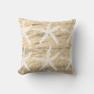 Coussin Motifs d'étoiles de mer Sable de plage Eau de mer 