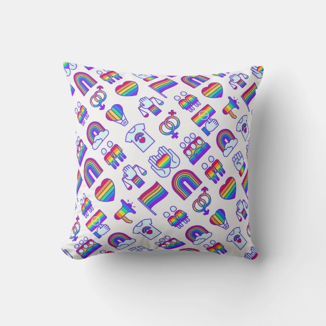 Coussin Motifs d'icônes arc-en-ciel colorées (Recto)
