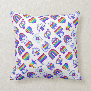 Coussin Motifs d'icônes arc-en-ciel colorées
