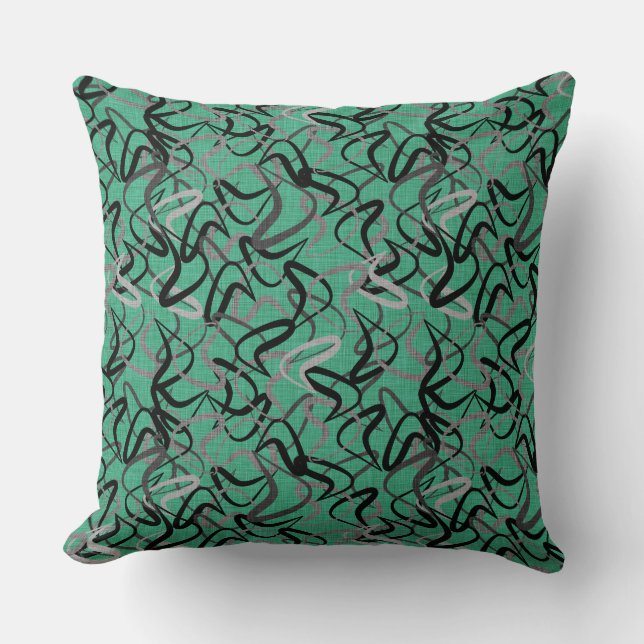 Coussin Motifs du milieu du siècle moderne Aqua Boomerang  (Recto)