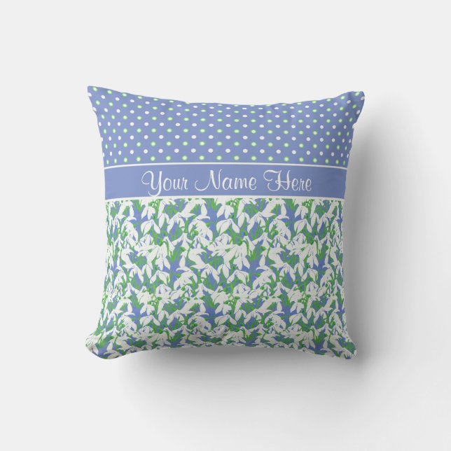 Coussin Motifs et Pois de neige sur Blue (Recto)