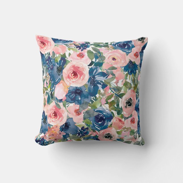 Coussin Motifs floraux en aquarelle (Recto)
