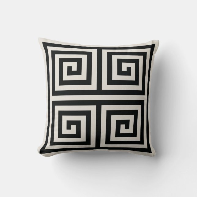 Coussin Motifs géométriques à touches chic noir et blanc (Recto)