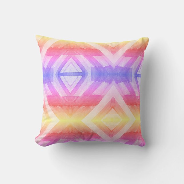 Coussin Motifs géométriques aquarelles abstraites  (Recto)