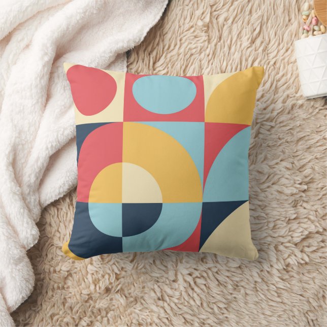 Coussin Motifs géométriques colorés Abstraits rouge jaune (Couverture)