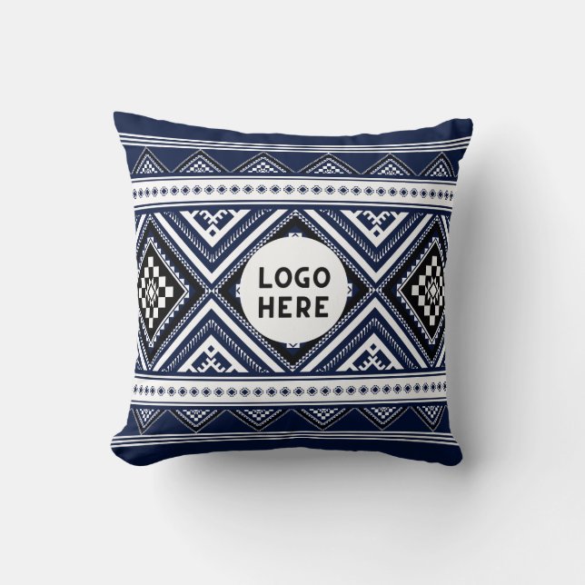 Coussin Motifs géométriques ethniques abstraits noirs avec (Recto)