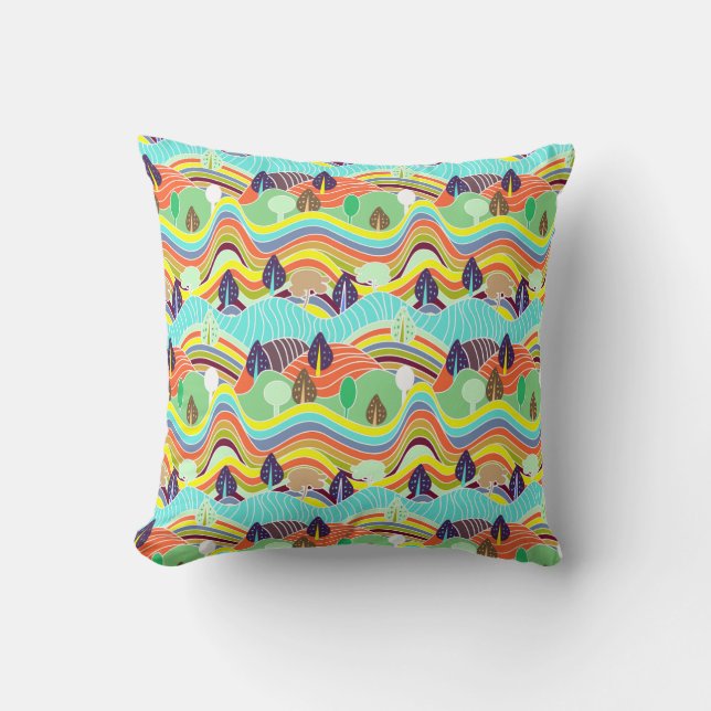 Coussin Motifs mignons de forêt colorés (Recto)