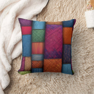 Coussin Motifs textiles dynamiques en couleurs vives