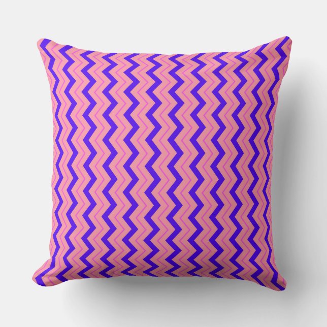 Coussin Motifs Zigzag Énergétiques : Rayure Rose et Violet (Recto)