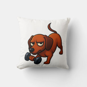 Coussin Motivation comique d'un dachshund énergique avec u