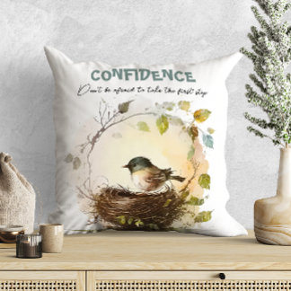 Coussin Motivation de la nurserie d'oiseau à l'aquarelle m