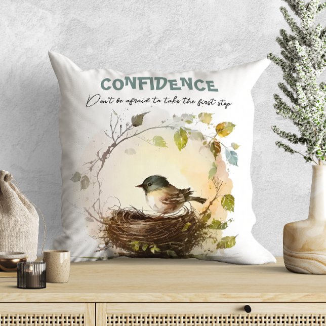 Coussin Motivation de la nurserie d'oiseau à l'aquarelle m (Créateur téléchargé)