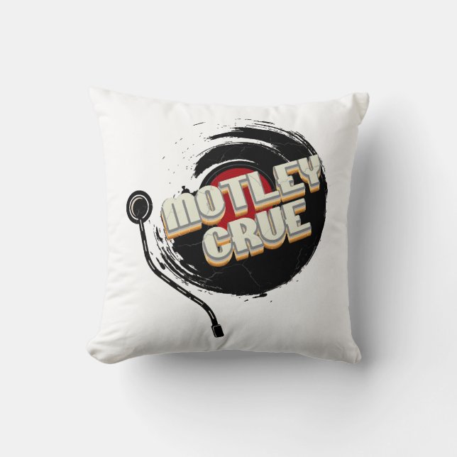 Coussin Mötley Crüe  Vinyle Esthétique Vintage  (Recto)