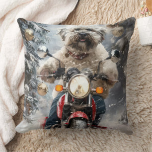 Coussin Moto à chiens Havanais Noël