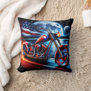 Coussin Moto à vélo sous le drapeau de la nuit